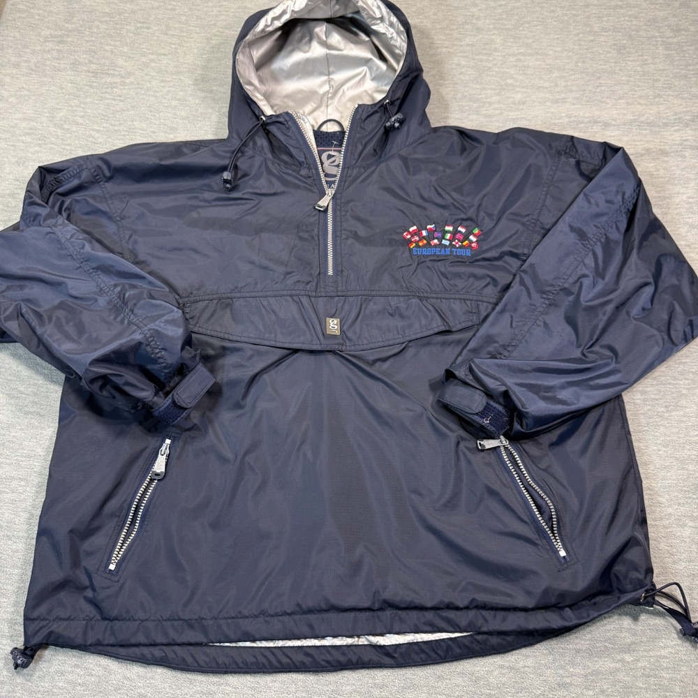 Gear For Sports Jacket Men XL Blue Windbreaker European Tour Flags‎ Vintage 90s